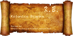 Kolonics Bianka névjegykártya